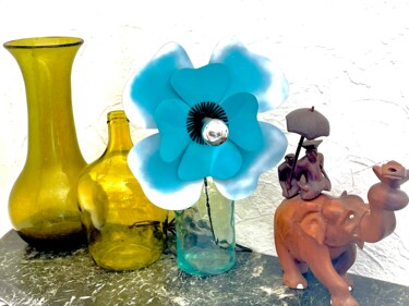 设计 标题为“Lampe fleur pavot L…” 由Joel Carpentier (Ambiance d'Antan), 原创艺术品, 泛光灯