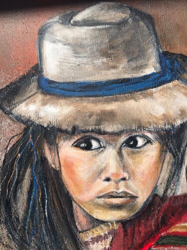 Peinture intitulée "Jeune péruvienne" par Joele Ardans, Œuvre d'art originale, Acrylique