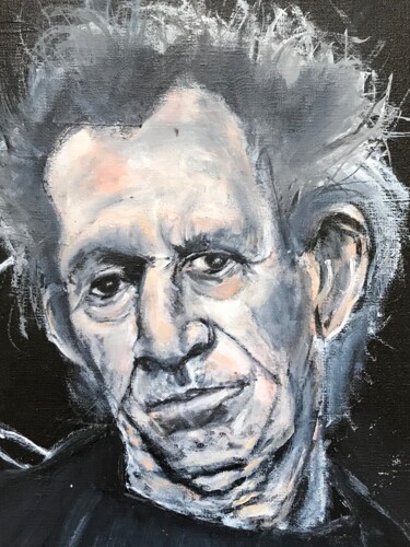 Schilderij getiteld "Keith Richards" door Joele Ardans, Origineel Kunstwerk, Acryl