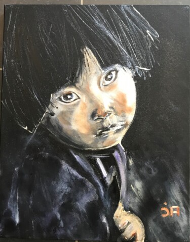 Peinture intitulée "Enfant asiatique" par Joele Ardans, Œuvre d'art originale, Acrylique