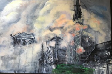 Painting titled "Notre-Dame" by Joele Ardans, Original Artwork, Acrylic