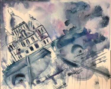 Pintura intitulada "Montmartre" por Joele Ardans, Obras de arte originais, Aquarela