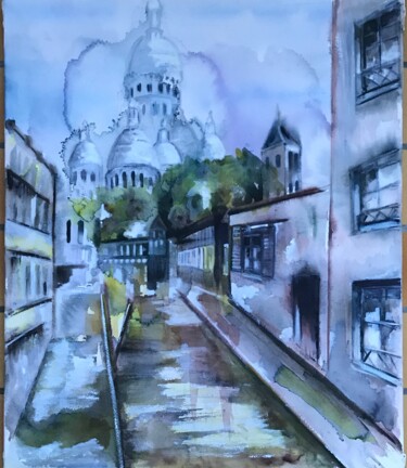 Pintura intitulada "Montmartre 1" por Joele Ardans, Obras de arte originais, Aquarela