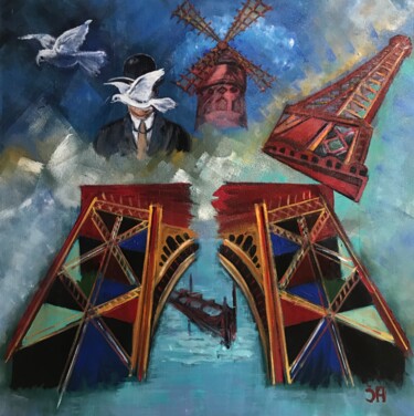 Malerei mit dem Titel "Tour Eiffel" von Joele Ardans, Original-Kunstwerk, Acryl