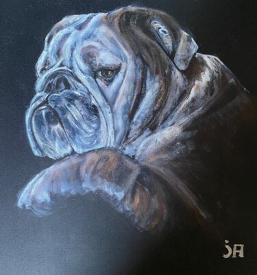 Painting titled "Bulldog and company" by Joele Ardans, Original Artwork, Acrylic