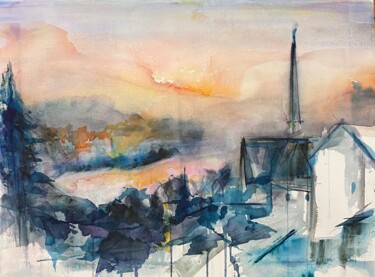 Peinture intitulée "La Loire à saint-cyr" par Joele Ardans, Œuvre d'art originale, Aquarelle