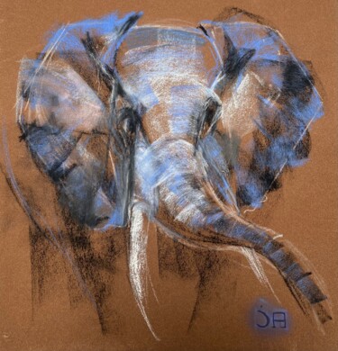 Dessin intitulée "Éléphant for ever" par Joele Ardans, Œuvre d'art originale, Pastel