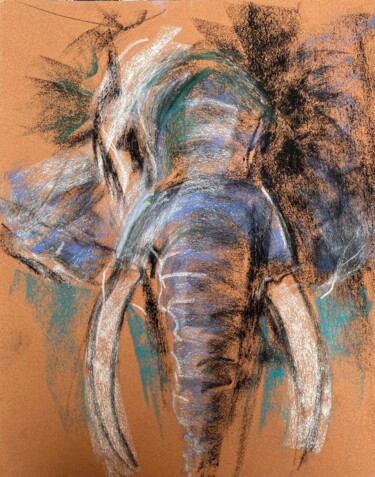 Drawing titled "Dream of elephant" by Joele Ardans, Original Artwork, Pastel