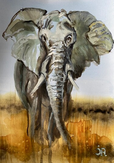 Peinture intitulée "African savanna  el…" par Joele Ardans, Œuvre d'art originale, Aquarelle