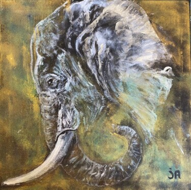 Painting titled "Elephant…. Trompe é…" by Joele Ardans, Original Artwork, Acrylic