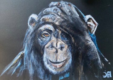 Painting titled "Monkey’s reflexion" by Joele Ardans, Original Artwork, Acrylic