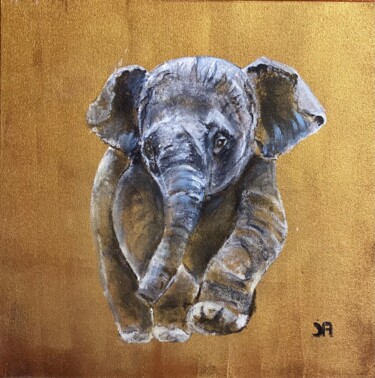 Malerei mit dem Titel "Lovely elephant" von Joele Ardans, Original-Kunstwerk, Acryl