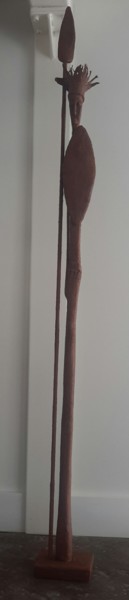 Sculpture titled "Guerrier Maasaï" by Joëlle Boutherin, Original Artwork, Resin