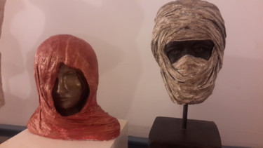 Rzeźba zatytułowany „Couple touareg” autorstwa Joëlle Boutherin, Oryginalna praca, Terakota