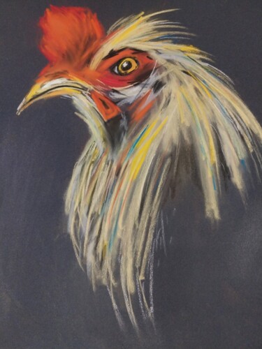 Peinture intitulée "Cocorico..." par Joëlle Butin, Œuvre d'art originale, Pastel