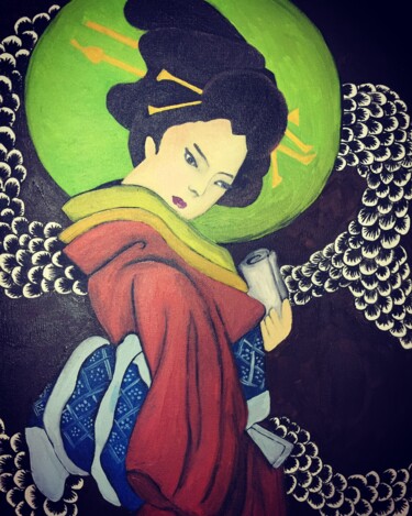 Peinture intitulée "La Geisha" par Joelle Casimir (Design_me8), Œuvre d'art originale, Huile