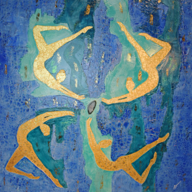 Malerei mit dem Titel "Ballet aquatique" von Joëlle Darmon, Original-Kunstwerk, Acryl