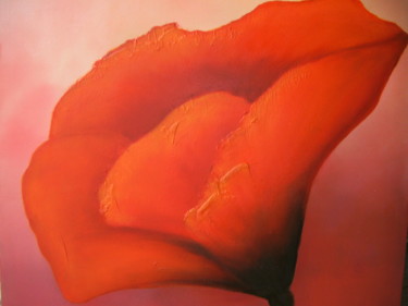 Pintura intitulada "LA GRANDE FLEUR ROU…" por Joêlle Delmas De Gaillac, Obras de arte originais, Óleo