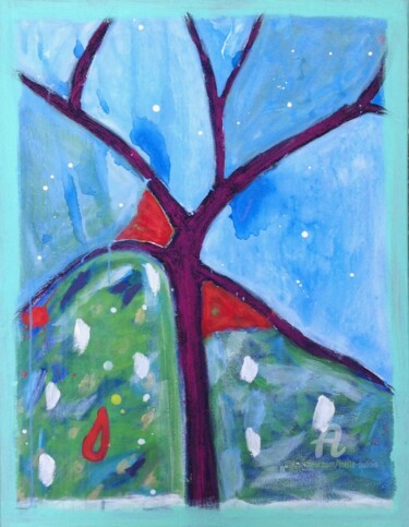 Painting titled "L'hiver" by Joëlle Dubois, Original Artwork, Acrylic