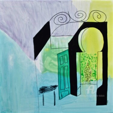 Painting titled "la porte du Jardin…" by Joëlle Dubois, Original Artwork, Acrylic