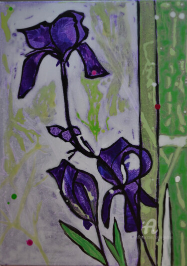 Schilderij getiteld "Iris III" door Joëlle Dubois, Origineel Kunstwerk, Acryl