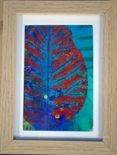 Peinture intitulée "Feuille de cotinus…" par Joëlle Dubois, Œuvre d'art originale, Acrylique