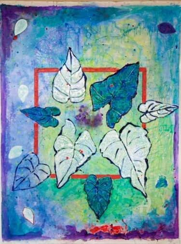 Malerei mit dem Titel "Arums" von Joëlle Dubois, Original-Kunstwerk, Acryl