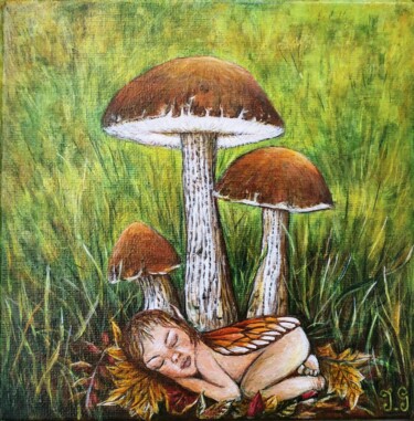 Картина под названием "La nature s'endort" - Joëlle Gerardi, Подлинное произведение искусства, Акрил Установлен на Деревянна…