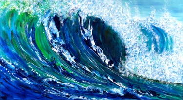Peinture intitulée "La grande vague" par Joelle Kem Lika, Œuvre d'art originale, Acrylique Monté sur Châssis en bois