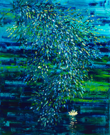 Nymphéas 111 Peinture intitulée "Nymphéas 111" par Joelle Kem Lika, Œuvre d'art originale, Acrylique Monté sur Châssis