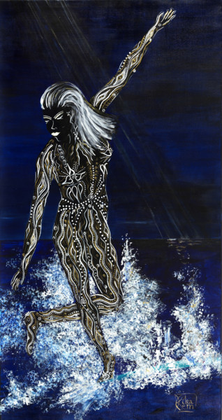 Malarstwo zatytułowany „Nyx 2” autorstwa Joelle Kem Lika, Oryginalna praca, Akryl Zamontowany na Drewniana rama noszy