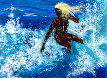 Photographie intitulée "Cybèle - Surfeuse s…" par Joelle Kem Lika, Œuvre d'art originale, Photographie numérique Monté sur A…