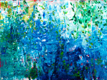 Картина под названием "Nymphéas 122" - Joelle Kem Lika, Подлинное произведение искусства, Акрил Установлен на Деревянная рам…