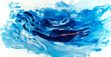 Картина под названием "Ciels 4" - Joelle Kem Lika, Подлинное произведение искусства, Акрил Установлен на Деревянная рама для…
