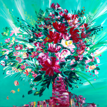Ζωγραφική με τίτλο "Big Bang 13" από Joelle Kem Lika, Αυθεντικά έργα τέχνης, Ακρυλικό Τοποθετήθηκε στο Ξύλινο φορείο σκελετό