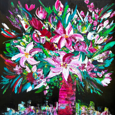 Картина под названием "Big Bang 16" - Joelle Kem Lika, Подлинное произведение искусства, Акрил Установлен на Деревянная рама…