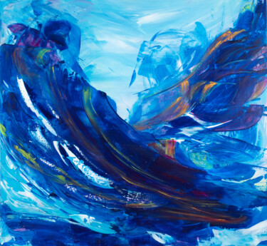 Картина под названием "Ciels 6" - Joelle Kem Lika, Подлинное произведение искусства, Акрил Установлен на Деревянная рама для…