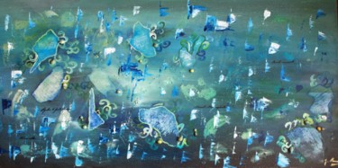 Painting titled "Carte Marine" by Joëlle Marcel, Original Artwork, Acrylic