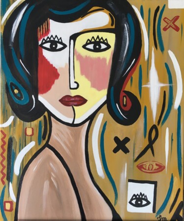 Painting titled "Femme brune" by Joëlle Marjollet, Original Artwork, Acrylic