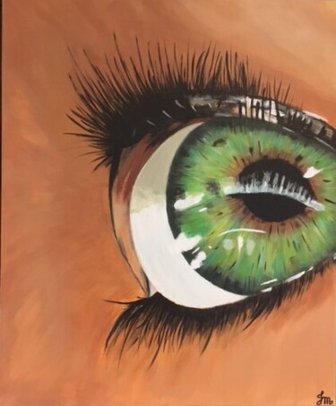 Peinture intitulée "oeil Vert" par Joëlle Marjollet, Œuvre d'art originale, Acrylique