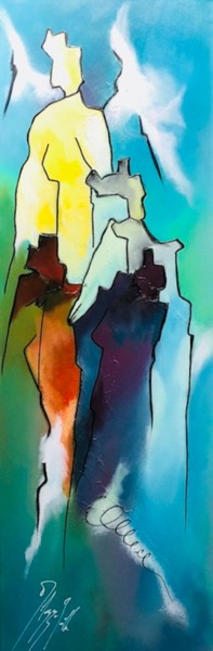 Painting titled "Abstraction Humaine…" by Joelle Milazzo, Original Artwork, Acrylic