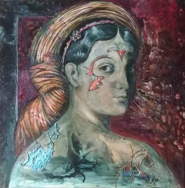 Картина под названием "la grande odalisque…" - Joelle Morisset, Подлинное произведение искусства, Акрил