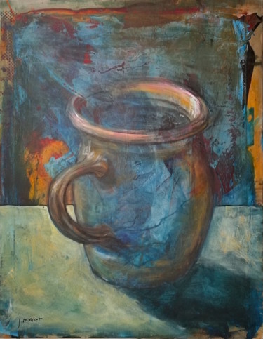 Ζωγραφική με τίτλο "le pot" από Joelle Morisset, Αυθεντικά έργα τέχνης, Ακρυλικό