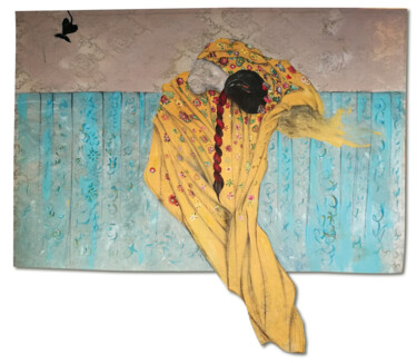 Pittura intitolato "femme couché" da Joelle Morisset, Opera d'arte originale, Acrilico