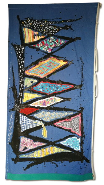 Arte tessile intitolato "tenture losange sur…" da Joelle Morisset, Opera d'arte originale, Acrilico