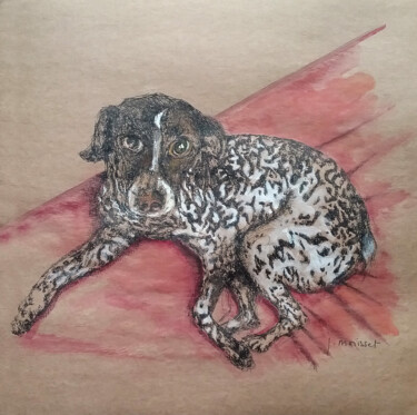 Malerei mit dem Titel "portrait de chien s…" von Joelle Morisset, Original-Kunstwerk, Aquarell