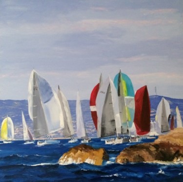 Painting titled "REGATE SUR MARSEILLE" by Jam, Original Artwork, Oil