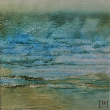 Painting titled "Le chant des eaux" by Joëlle Rhode, Original Artwork, Oil Mounted on Cardboard