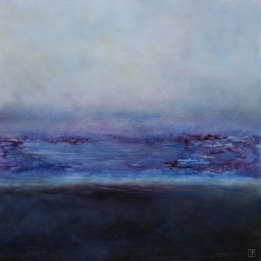 Peinture intitulée "Purple blue" par Joëlle Rhode, Œuvre d'art originale, Huile Monté sur Châssis en bois