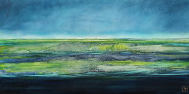 Painting titled "Les rivages de la v…" by Joëlle Rhode, Original Artwork, Oil Mounted on Wood Panel